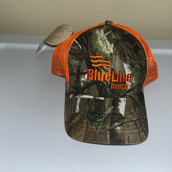 BLUELINE Rental Camouflage & Orange Trucker Snapback Hat - Picture 4 of 11